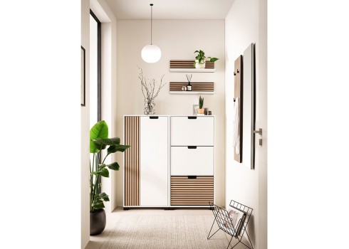 Seinariiulite komplekt RYKER mattvalge / tamm, 2 tk, mööbel, esikumööbel, seinariiulid, seinariiul