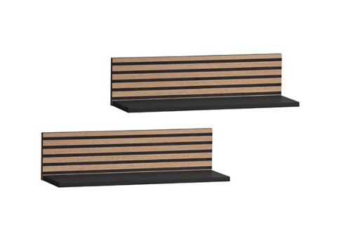 Seinariiulite komplekt RYKER mattmust / tamm, 2 tk, mööbel, esikumööbel, seinariiulid, seinariiul