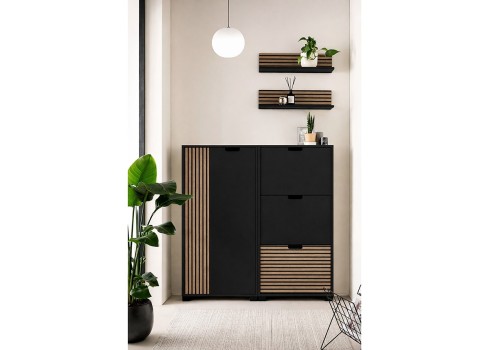 Seinariiulite komplekt RYKER mattmust / tamm, 2 tk, mööbel, esikumööbel, seinariiulid, seinariiul