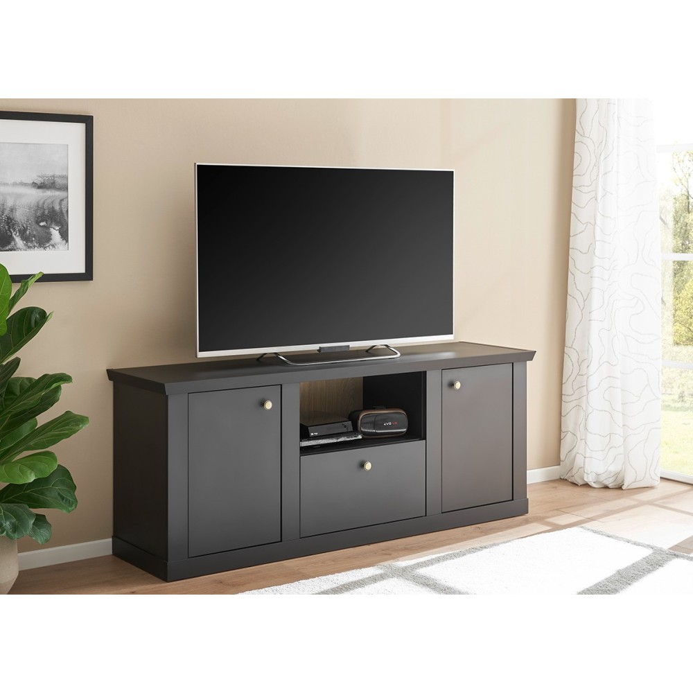 Tv-alus LINCOLN mattmust / tamm, mööbel, eluotoamööbel, tv-alused, tv-kapp