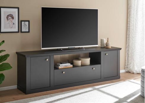 Tv-alus LINCOLN mattmust / tamm, mööbel, eluotoamööbel, tv-alused, tv-kapp