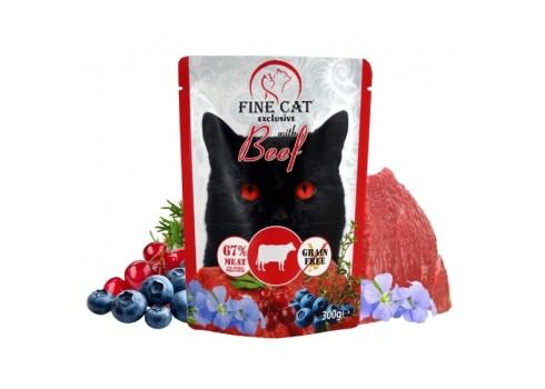 Fine Cat märgtoit veise, mustikate ja jõhvikatega 9x300g