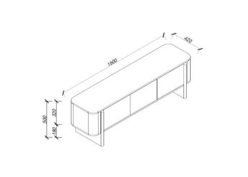 TV laud MORBEN 160x42xH50cm, tammedekooriga melamiin