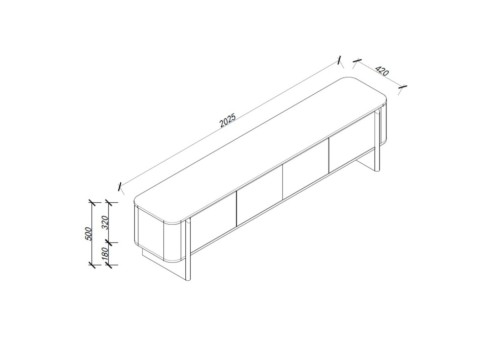 TV laud MORBEN 202,5x42xH50cm, tammedekooriga melamiin