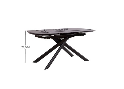Söögilaud CINTRA 160+40+40x90xH76,5-80cm