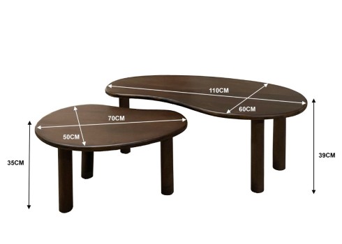 Diivanilaudade komplekt NUBI pruun, 2 tk, mööbel, diivanilauad