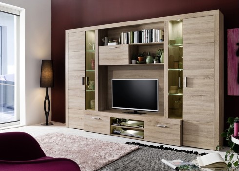 Elutoamööbli komplekt MONDEO tamm, 291x41xH197 cm LED, elutoamööbel