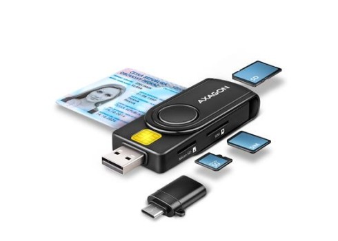 ID-smart card reader Axagon USB-A-USB-C 4-slots