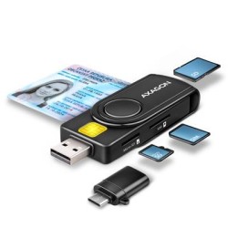 ID-smart card reader Axagon USB-A-USB-C 4-slots