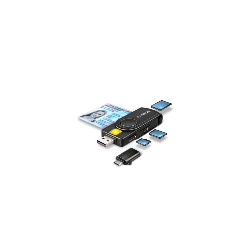 ID-smart card reader Axagon USB-A-USB-C 4-slots