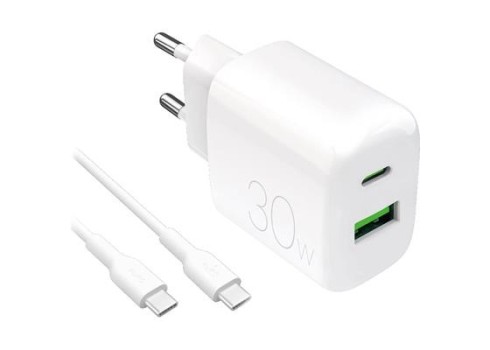Charger Puro PRO LITE 30W USB-C-USB + Cable, White