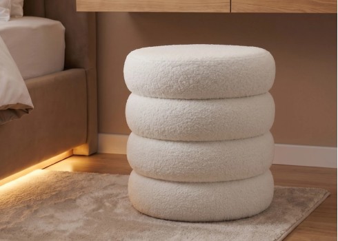 Tumba panipaigaga VOGUE valge buklee, mööbel, elutoamööbel, tumbad, järi, järid
