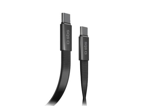 Kaabel SBS USB-C-USB-C, 60W, 1m, Flat Connector, Black