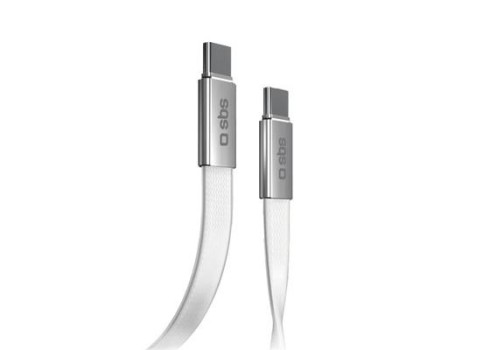 Kaabel SBS USB-C-USB-C, 60W, 1m, Flat Connector, White