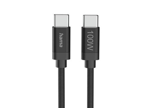 Cable Hama Fabric  USB-C-USB-C 100W 3m Nylon, Black