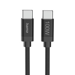 Cable Hama Fabric  USB-C-USB-C 100W 3m Nylon, Black