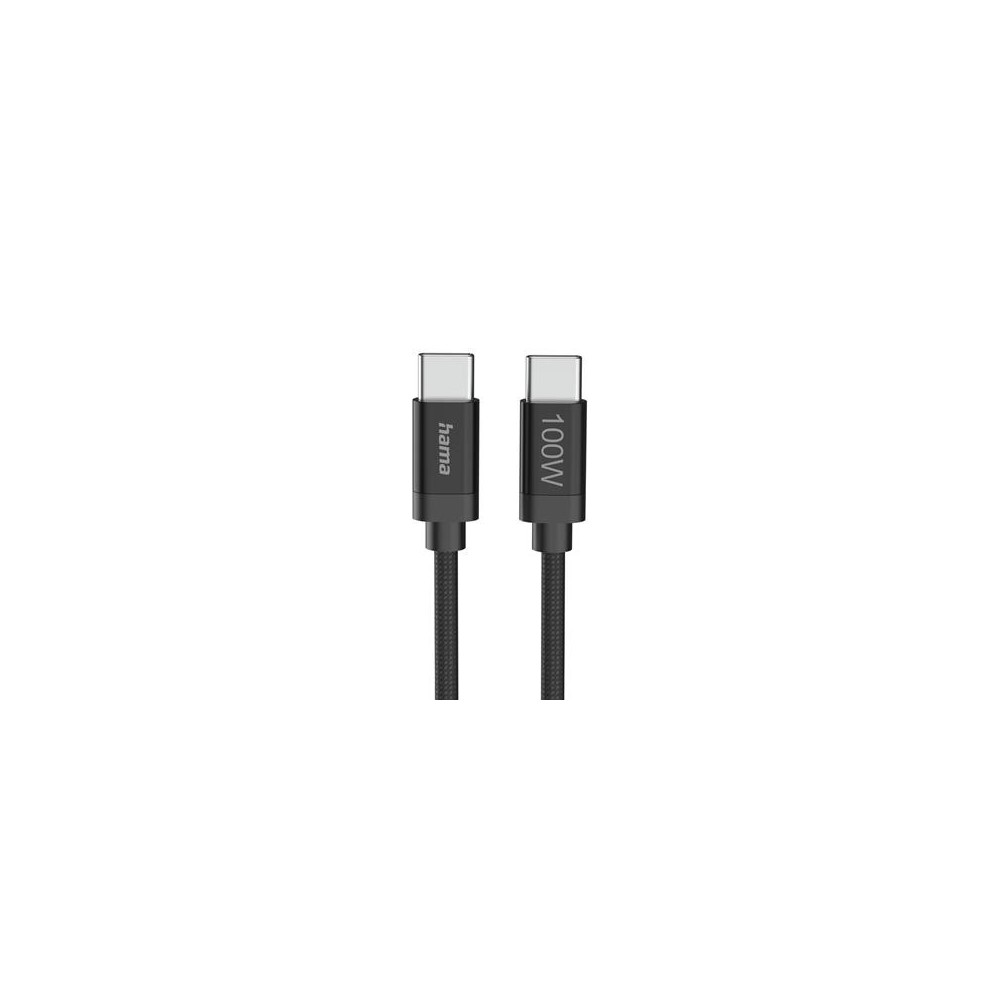 Cable Hama Fabric  USB-C-USB-C 100W 3m Nylon, Black