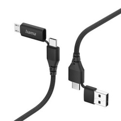 Cable Hama 4-in-1 USB-C-USB-A-USB-C-Micro-USB 1.5 m, Black