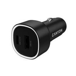 Car charger Canyon 48W USB-A+USB-C, Black