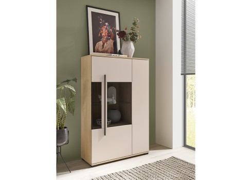 Vitriinkapp CANTARA beež / tamm, mööbel, elutoamööbel, vitriinkapid