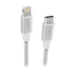 Cable SBS Braided USB-C-Lightning 1m Silver