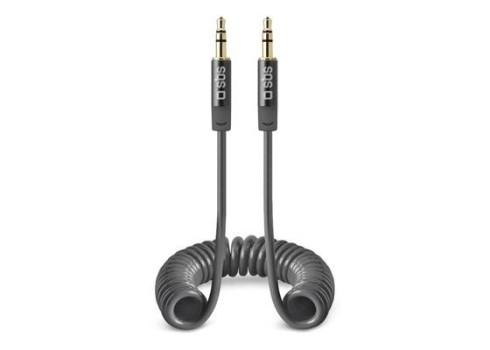 Cable SBS Coiled 3,5mm-3,5mm 25-130cm Black