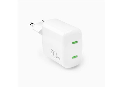 Vooluadapter Puro GaN 70W 2xUSB-C, White