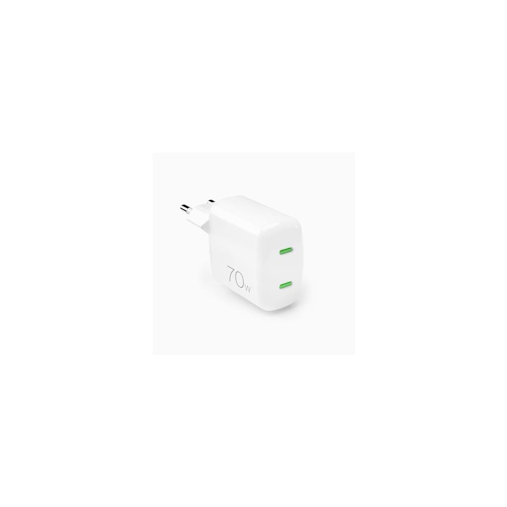 Vooluadapter Puro GaN 70W 2xUSB-C, White