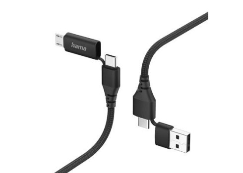 Cable Hama 4-in-1 USB-C-USB-A-USB-C-Micro-USB 1.5 m, Black