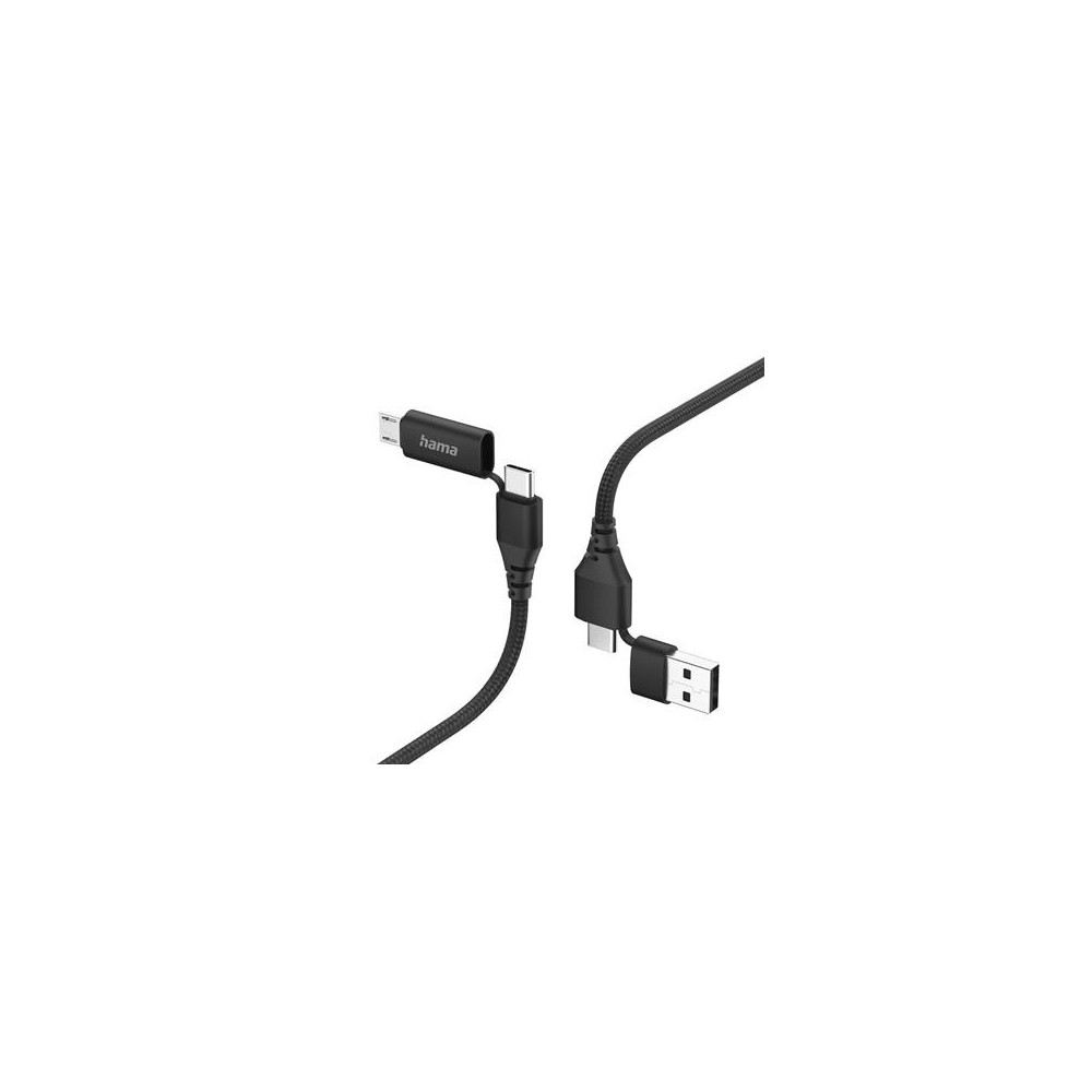 Cable Hama 4-in-1 USB-C-USB-A-USB-C-Micro-USB 1.5 m, Black