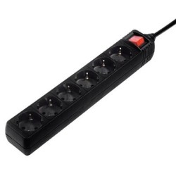 Pikendusj. Hama 6-Way, Switch, 3m, Black