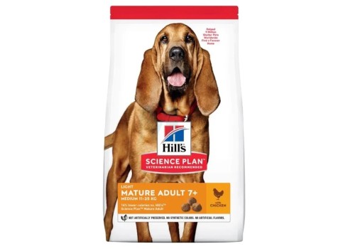 HILLS KOERA TÄISSÖÖT LIGHT KESK.TÕUG MATURE 7+ KANA 14KG