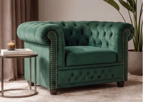 Tugitool CHESTERFIELD roheline, mööbel, elutoamööbel, tugitoolid