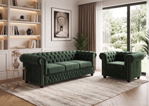 Tugitool CHESTERFIELD roheline, mööbel, elutoamööbel, tugitoolid