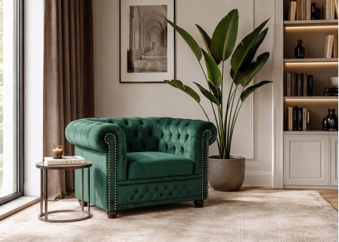 Tugitool CHESTERFIELD roheline, mööbel, elutoamööbel, tugitoolid