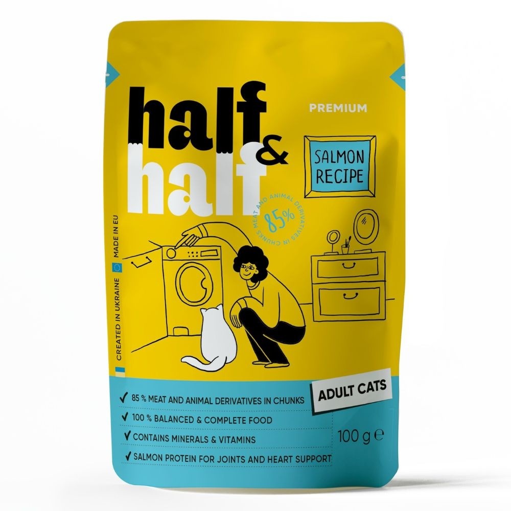 Half&Half Adult lõhe želees kassi märgtoit 22x100g
