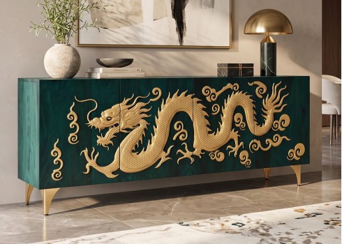 Kummut DRAGON türkiis / kuldne, mööbel, elutoamööbel, kummutid, kummut