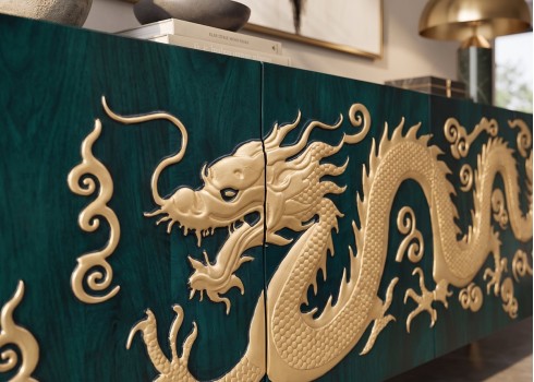 Kummut DRAGON türkiis / kuldne, mööbel, elutoamööbel, kummutid, kummut