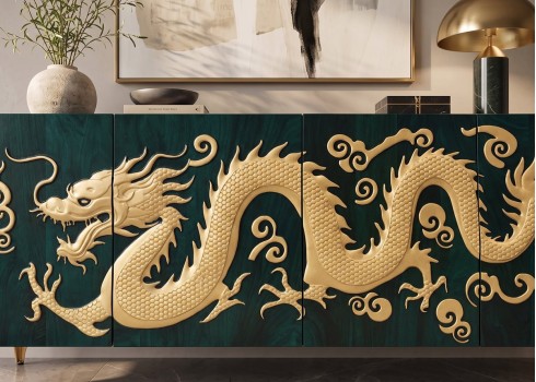 Kummut DRAGON türkiis / kuldne, mööbel, elutoamööbel, kummutid, kummut