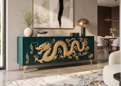 Kummut DRAGON türkiis / kuldne, mööbel, elutoamööbel, kummutid, kummut