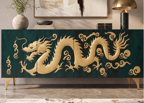 Kummut DRAGON türkiis / kuldne, mööbel, elutoamööbel, kummutid, kummut