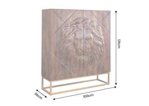 Kapp LION pruun / kuldne, mööbel, elutoamööbel, kapid, elutoakapp, puidust kapp