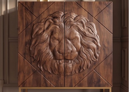 Kapp LION pruun / kuldne, mööbel, elutoamööbel, kapid, elutoakapp, puidust kapp