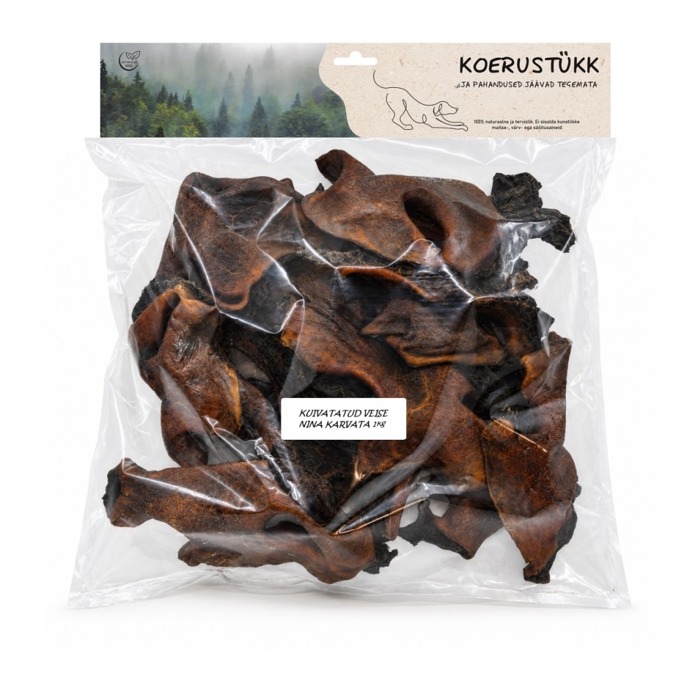 Koerustükk kuivatatud veise nina koerale 1kg