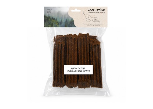 Koerustükk kuivatatud veise liharibad koerale 500g