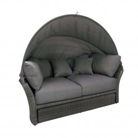 Diivan MUSE 2 varikatusega, wicker aiamööbel, aiamööbli komplekt