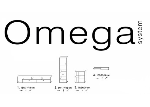 Mööblikomplekt OMEGA, sonoma / must