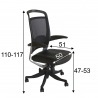 Töötool FULKRUM 63x71xH113-121cm, iste - nahk, must