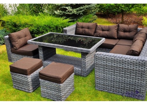Aiamööbli komplekt Bello Giardino MAESTOSO hall, diivan + laud + jalatoolid