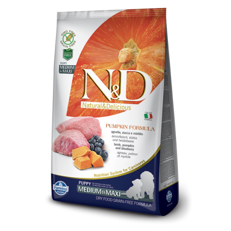Farmina Pumpkin Lamb&Blueberry Medium&Maxi Puppy koeratoit 5kg